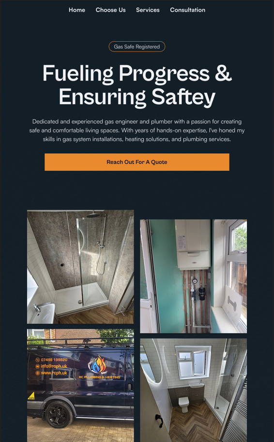 RC Plumbing & Heating tablet view